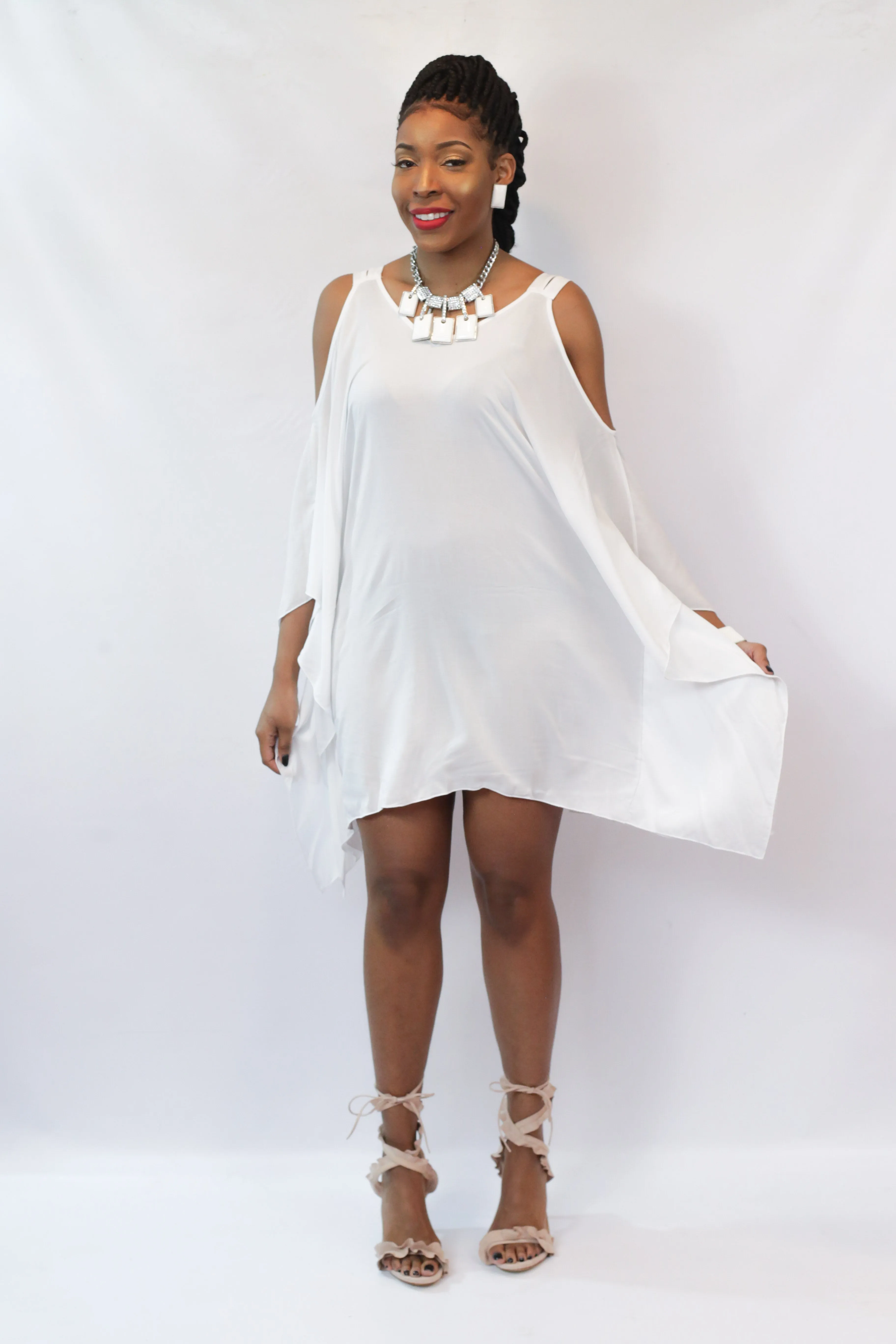 White Cold Shoulder Dress