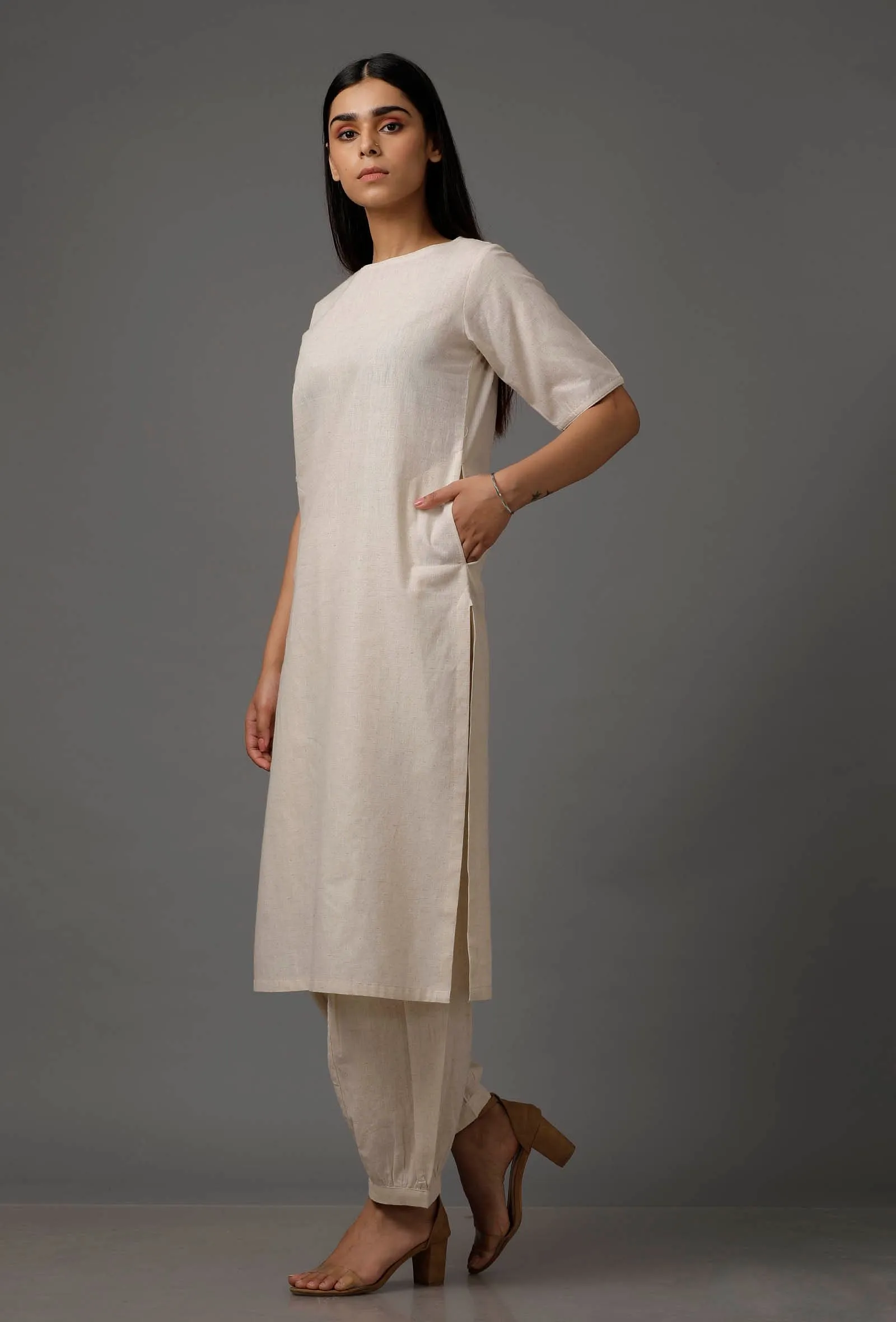 White Pure Cotton Kurta