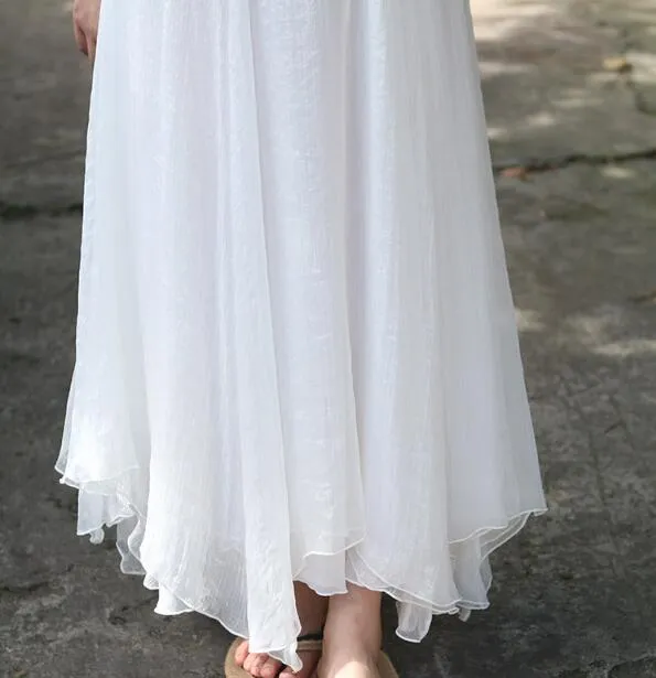 White Women Skirts Long Chiffon Summer Women Skirts